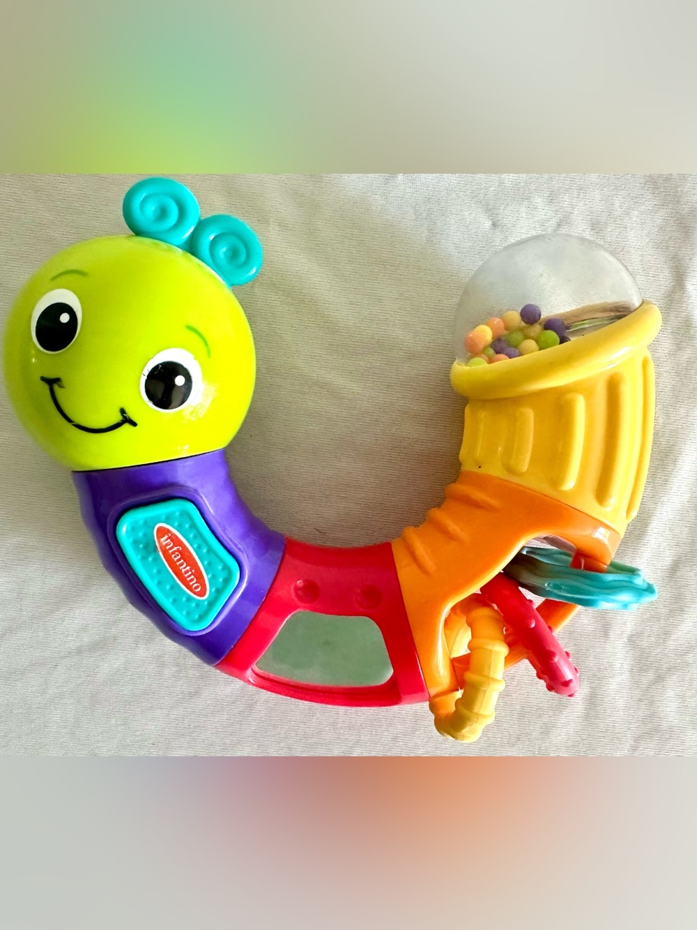 Infantino Topsy Turvy Twist & Play Caterpillar Baby Rattle Mirror Sensory Toy